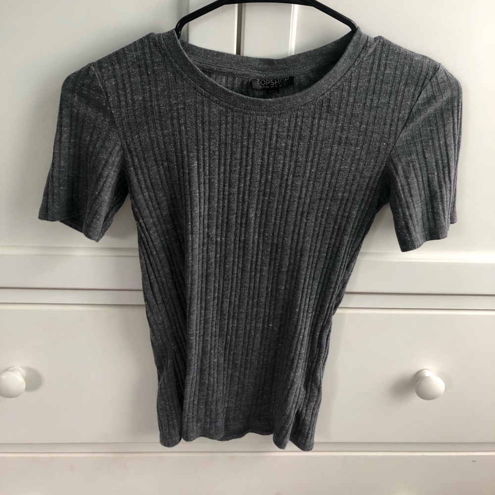 Gray Ribbed Topshop Top